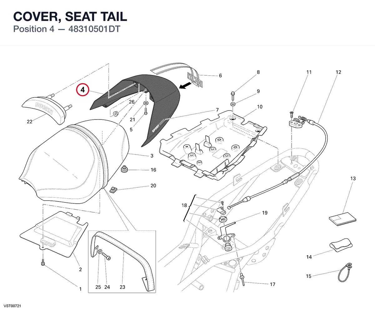 COVER, SEAT TAIL 48310501DT diagram position