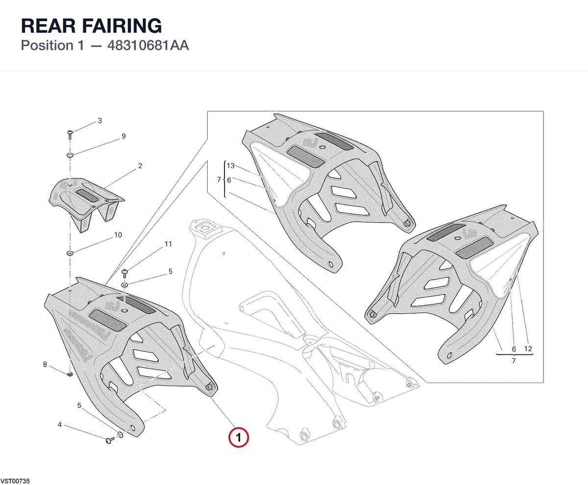 REAR FAIRING 48310681AA diagram position