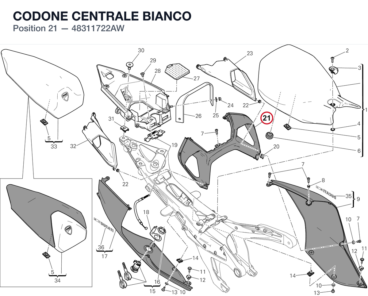 CODONE CENTRALE BIANCO 48311722AW diagram position