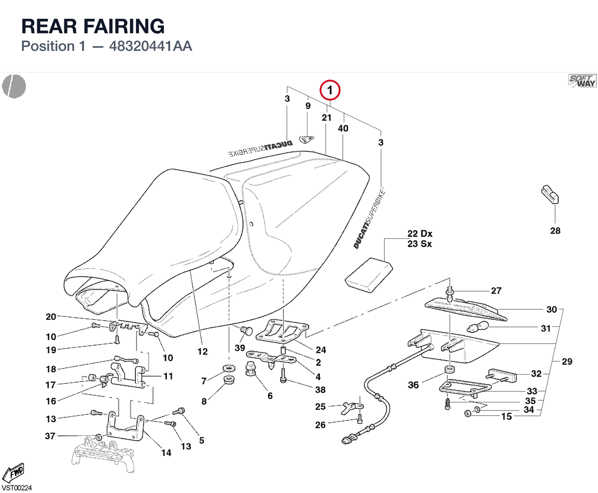REAR FAIRING 48320441AA diagram position