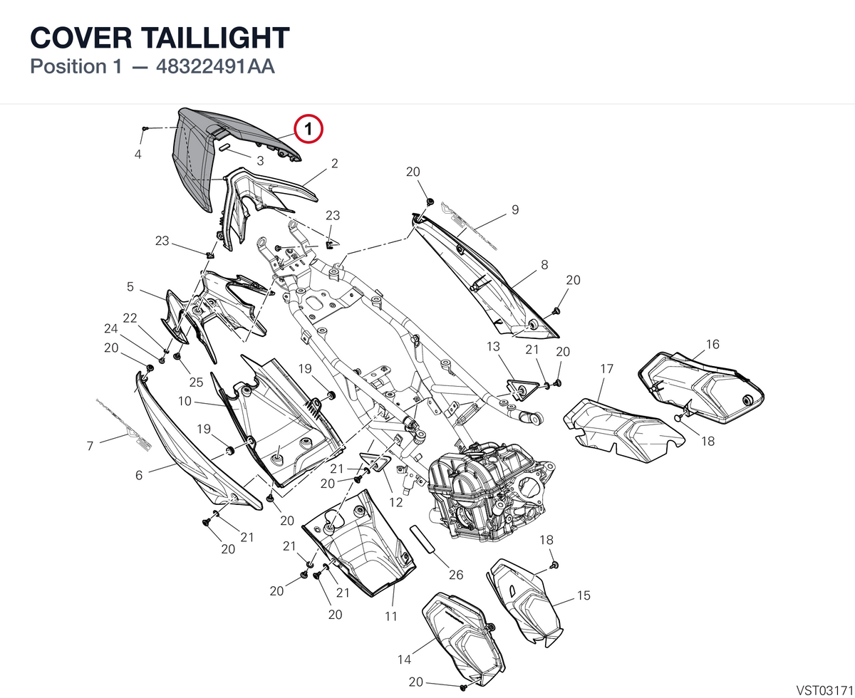 COVER TAILLIGHT 48322491AA diagram position