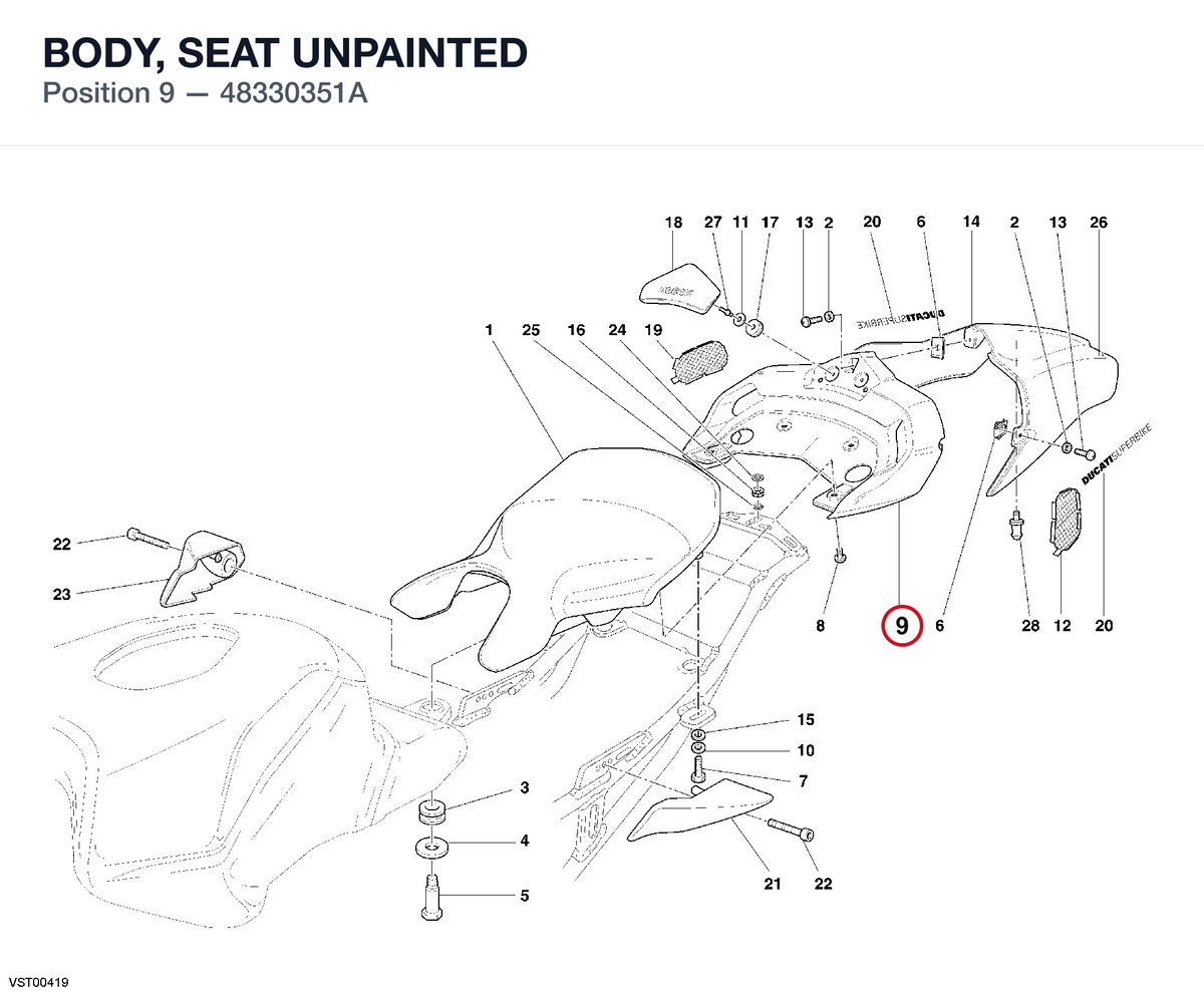 BODY, SEAT UNPAINTED 48330351A diagram position