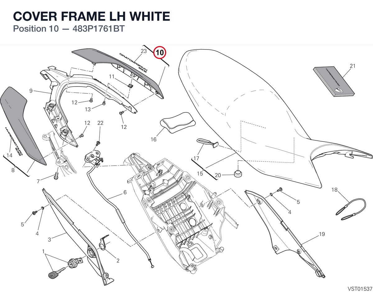 COVER FRAME LH WHITE 483P1761BT diagram position