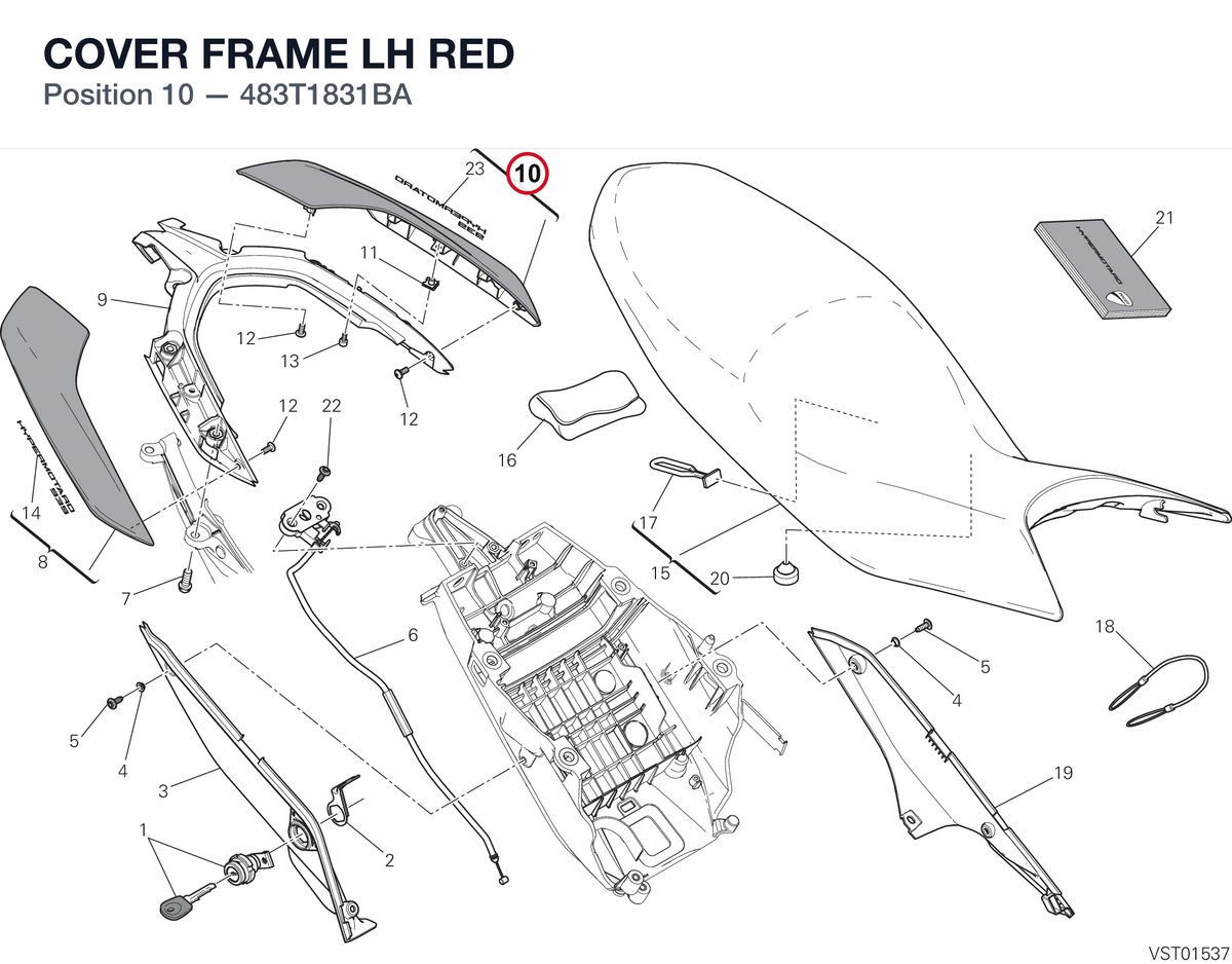 COVER FRAME LH RED 483T1831BA diagram position
