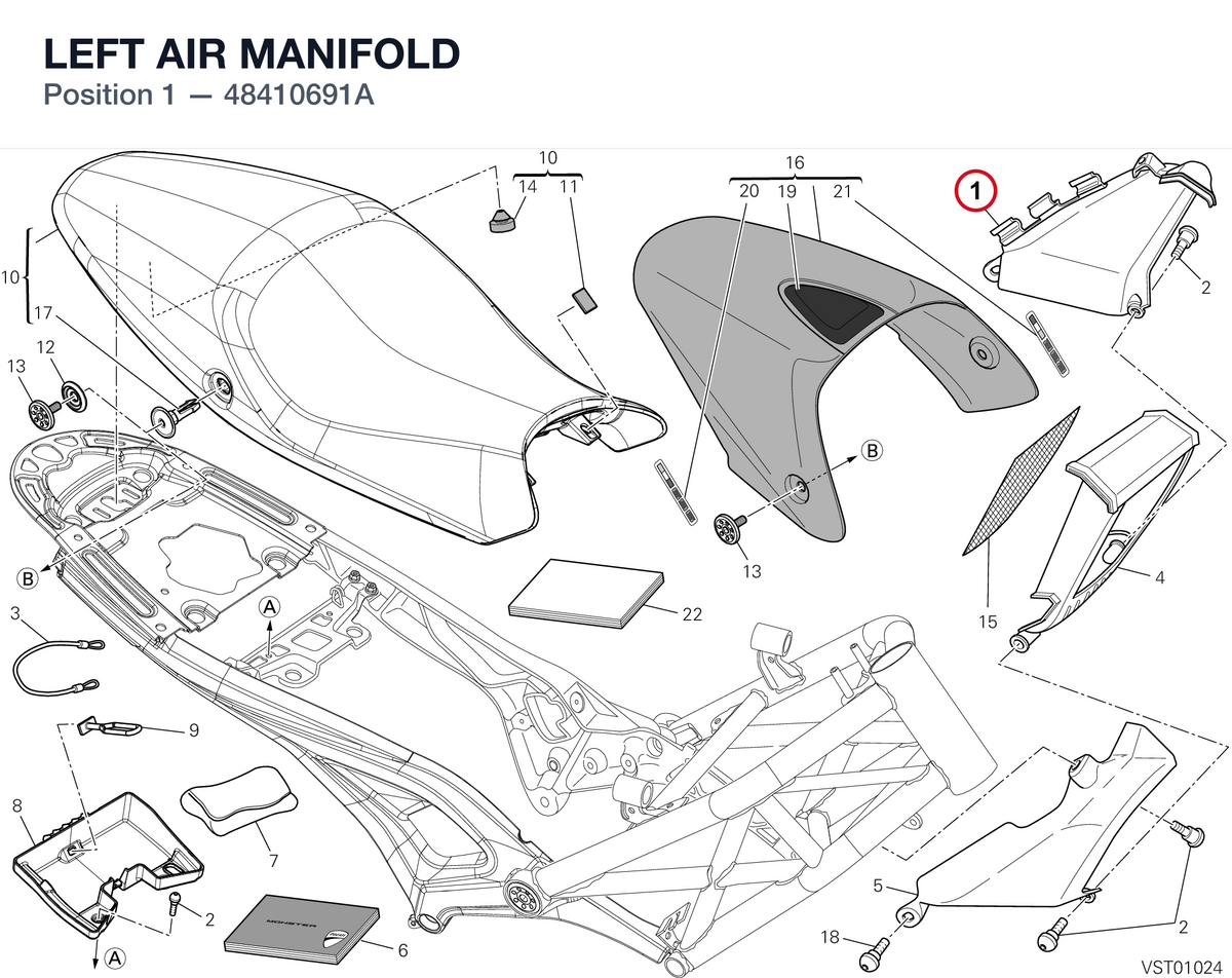 LEFT AIR MANIFOLD 48410691A diagram position