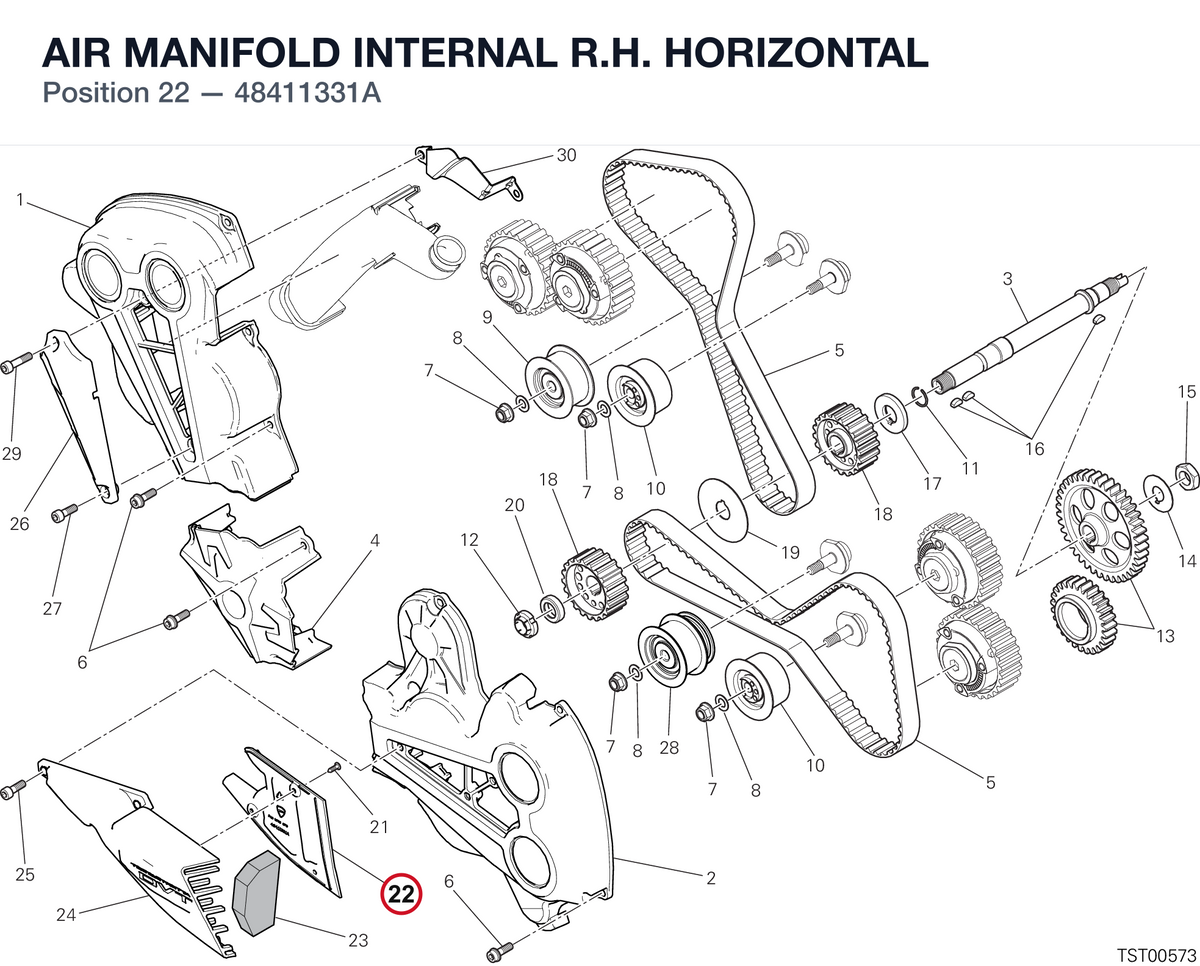 AIR MANIFOLD INTERNAL R.H. HORIZONTAL 48411331A diagram position