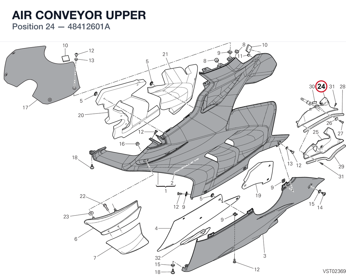 AIR CONVEYOR UPPER 48412601A diagram position