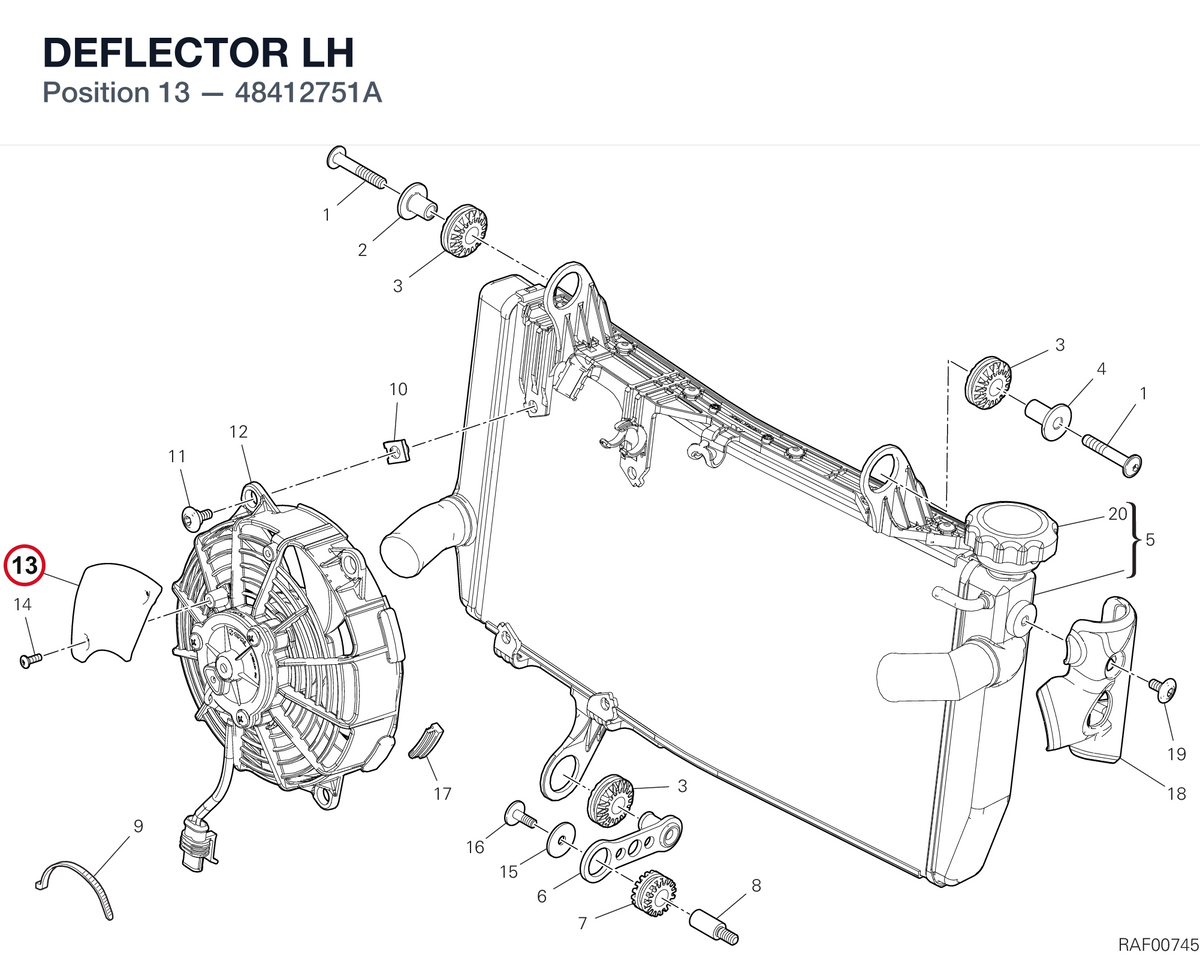 DEFLECTOR LH 48412751A diagram position