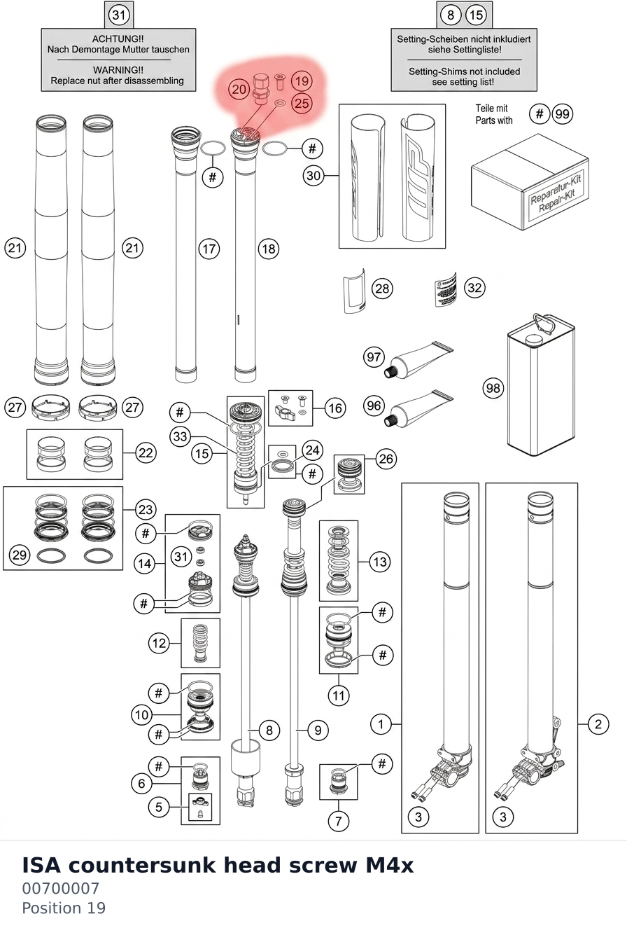 Diagram preview: ISA countersunk head screw M4x (00700007)