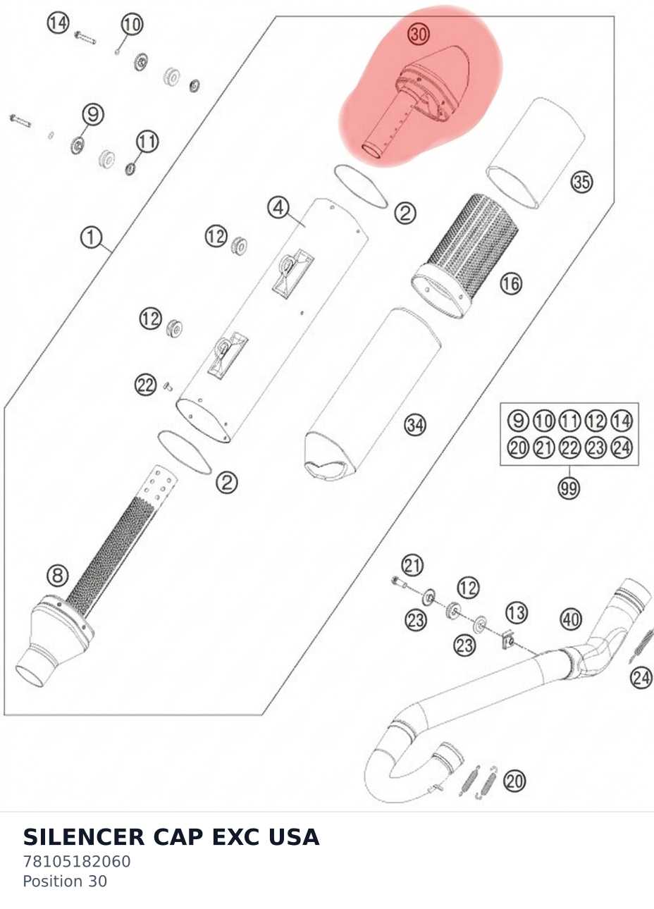 Diagram preview: SILENCER CAP EXC USA (78105182060)