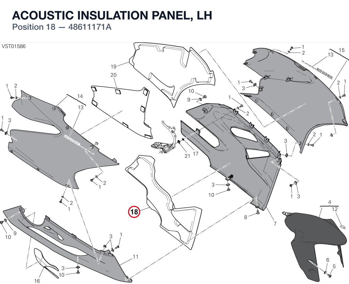 ACOUSTIC INSULATION PANEL, LH 48611171A diagram position