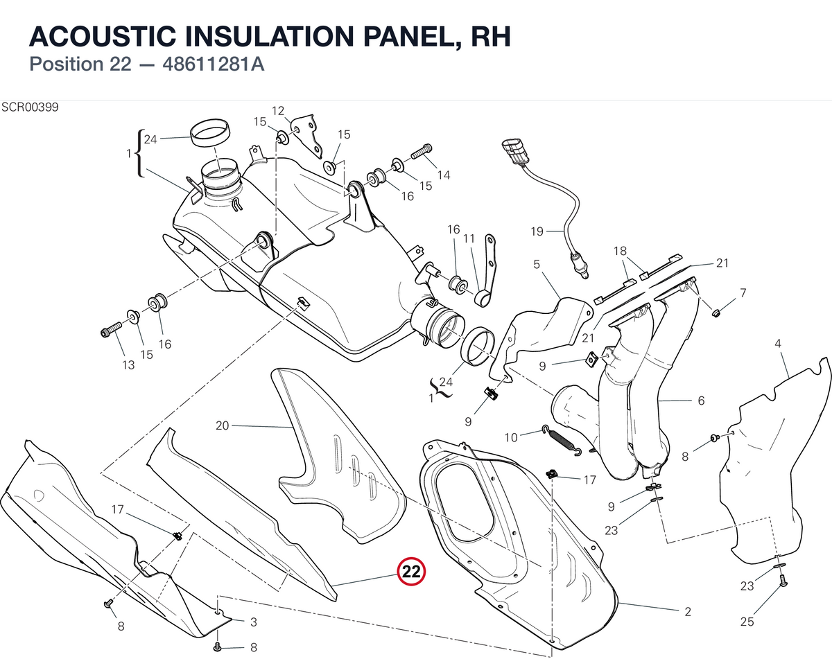 ACOUSTIC INSULATION PANEL, RH 48611281A diagram position