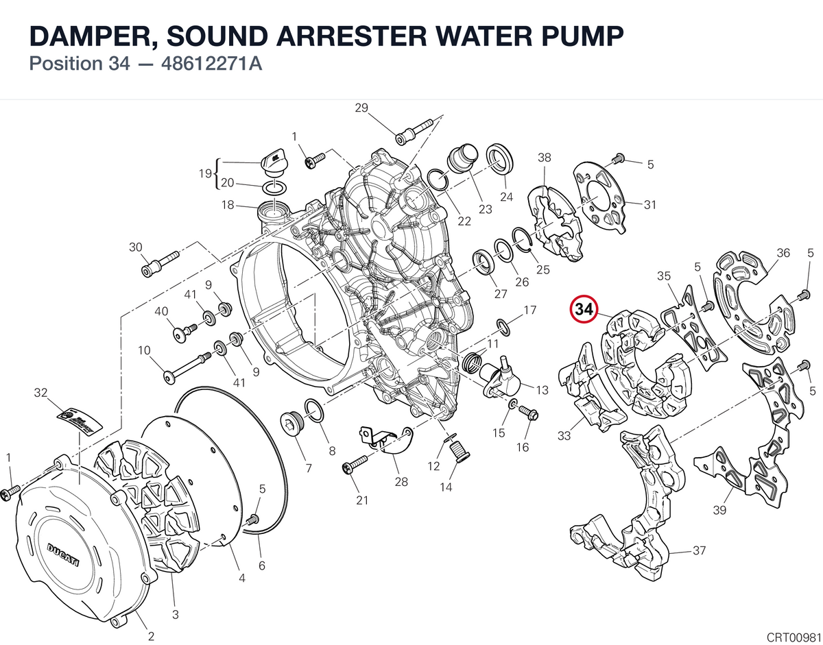 DAMPER, SOUND ARRESTER WATER PUMP 48612271A diagram position