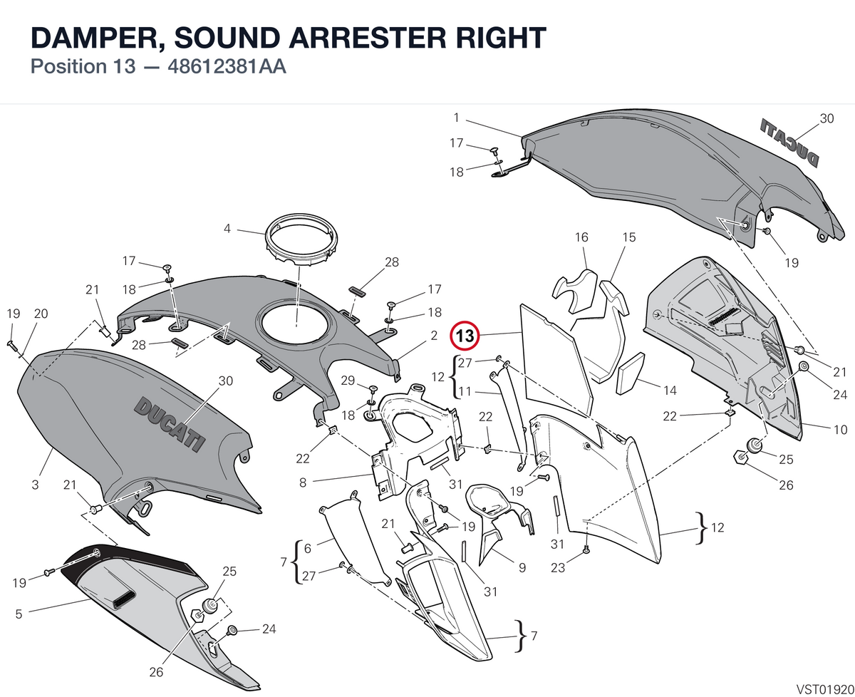 DAMPER, SOUND ARRESTER RIGHT 48612381AA diagram position