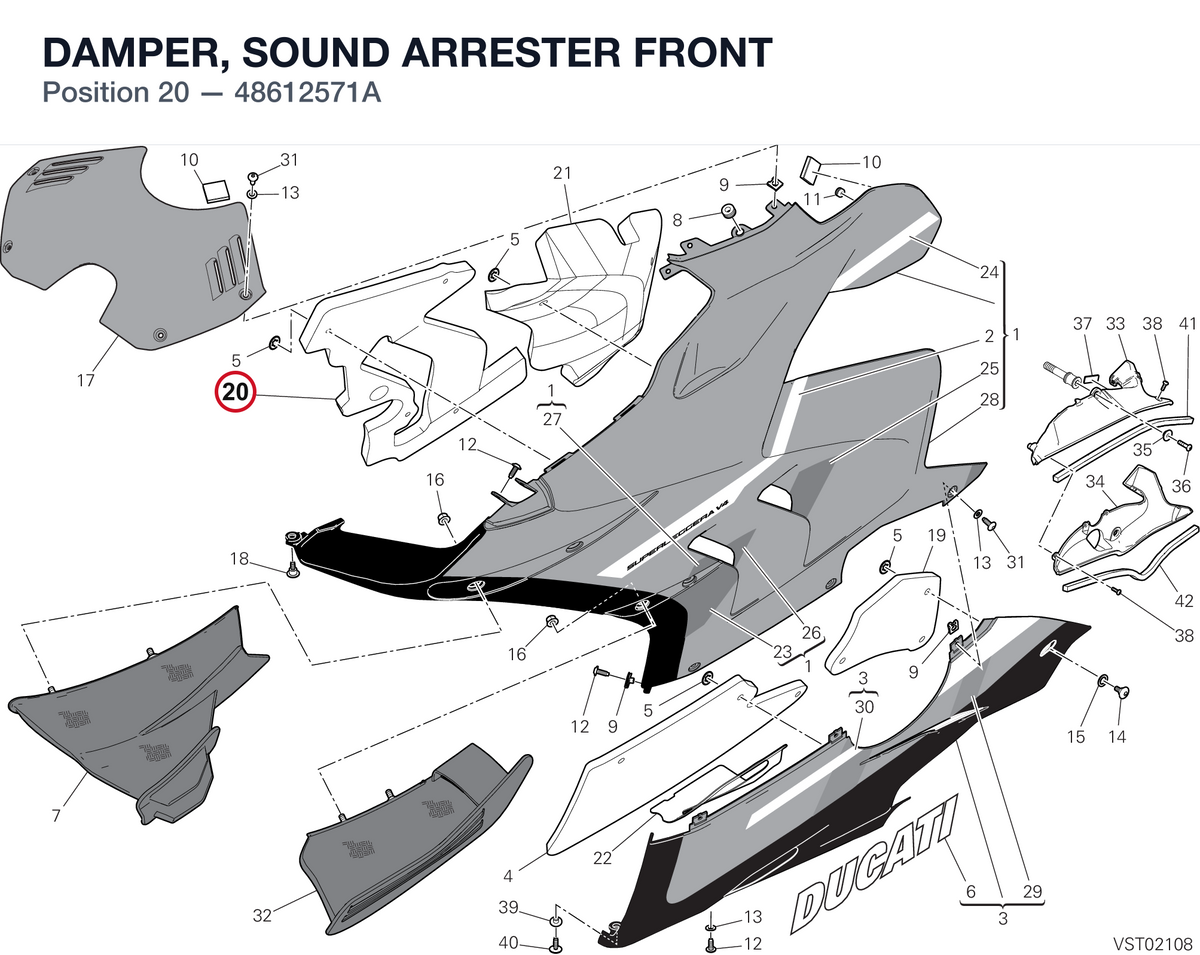 DAMPER, SOUND ARRESTER FRONT 48612571A diagram position