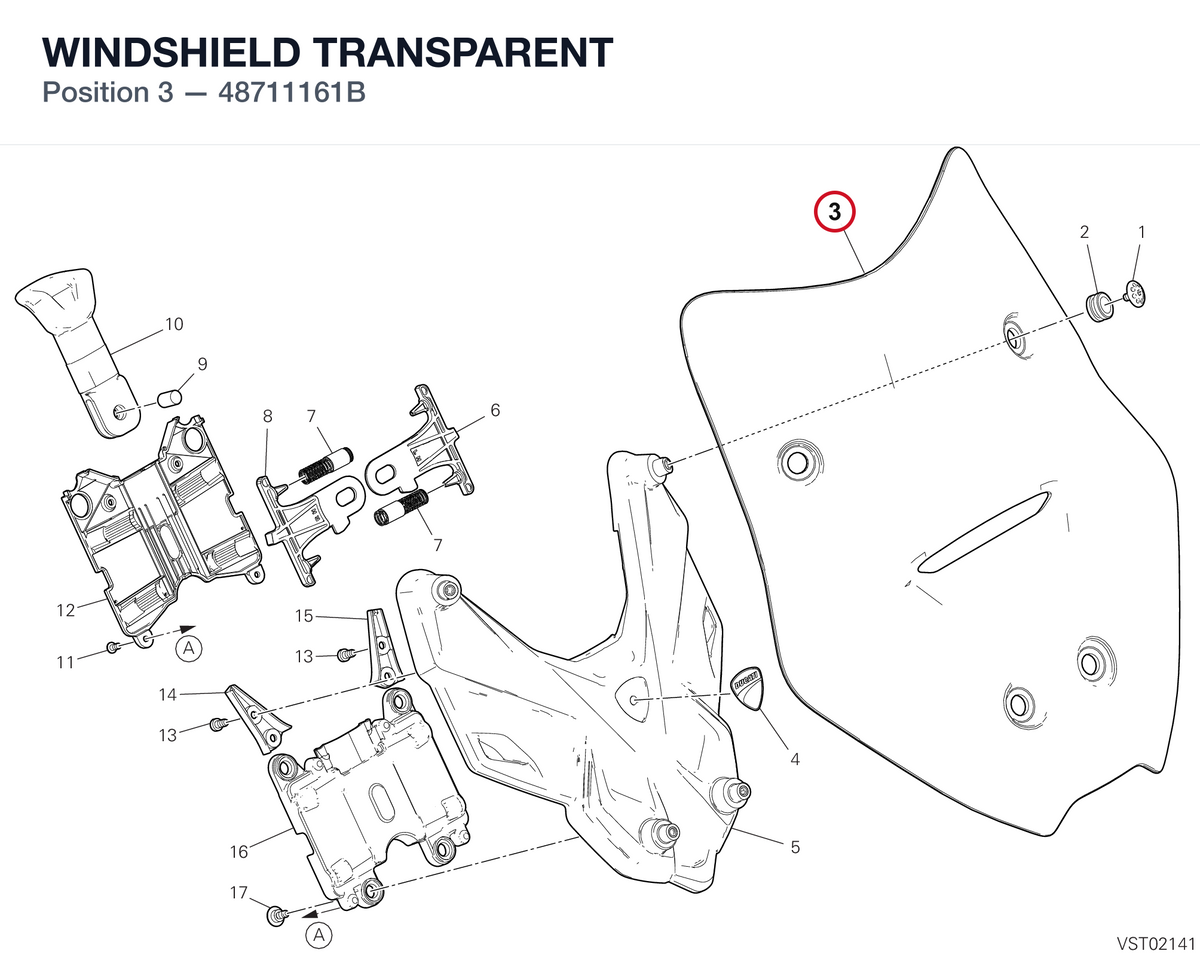 WINDSHIELD TRANSPARENT 48711161B diagram position