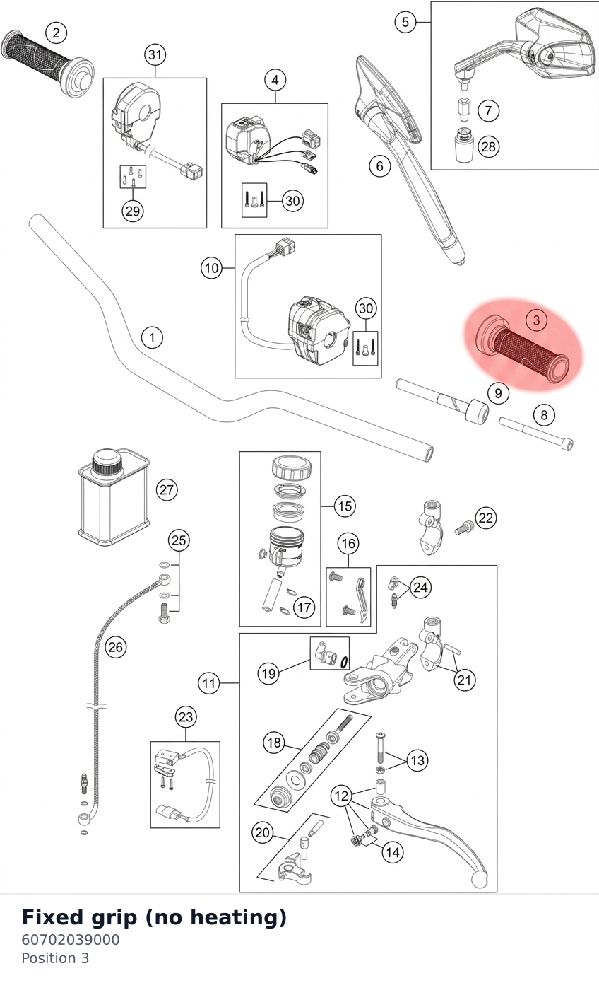 Diagram preview: Fixed grip (no heating) (60702039000)