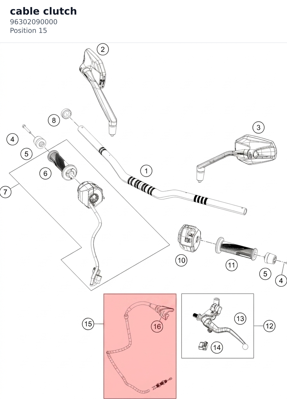 Diagram preview: cable clutch (96302090000)