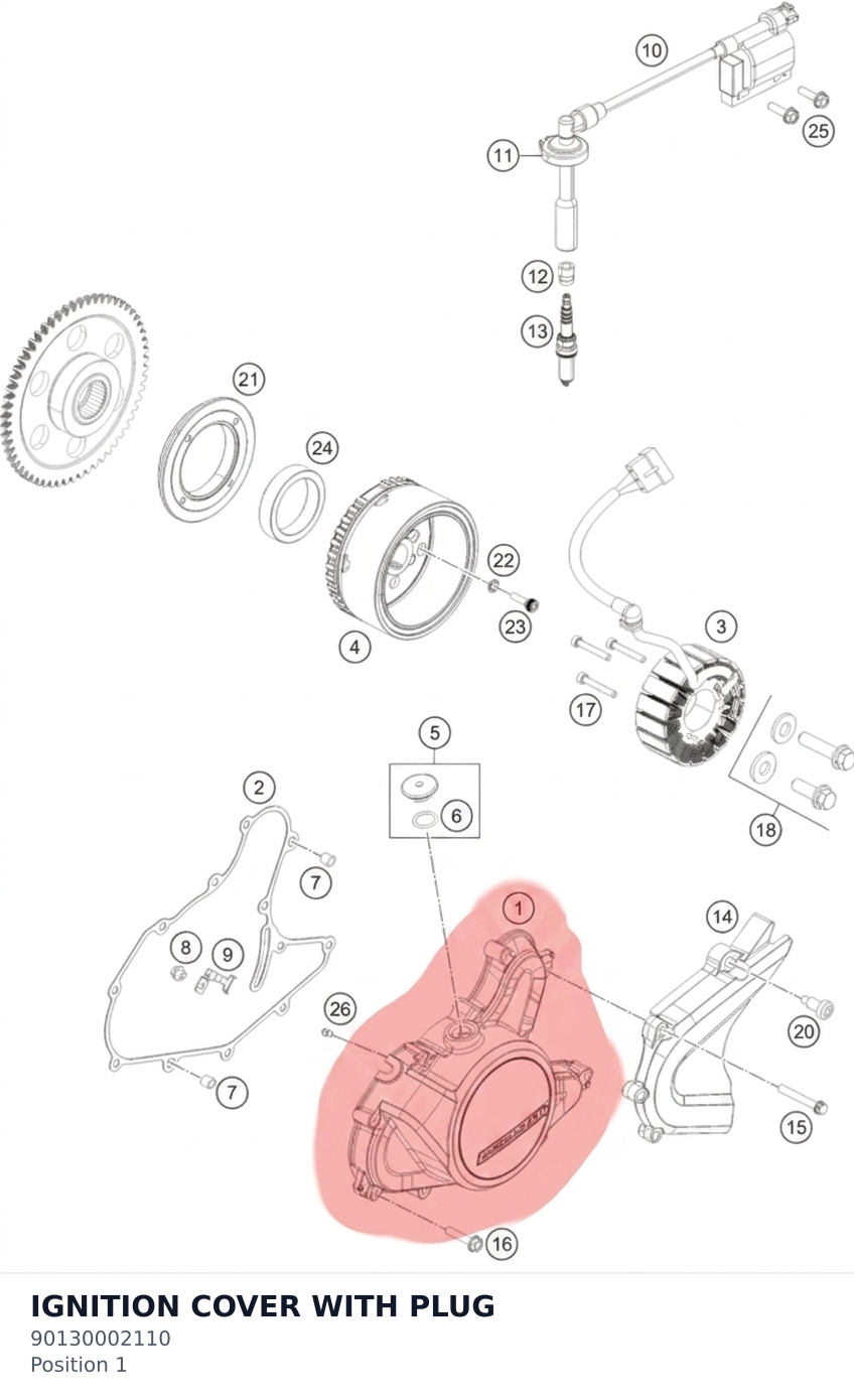 Diagram preview: IGNITION COVER WITH PLUG (90130002110)
