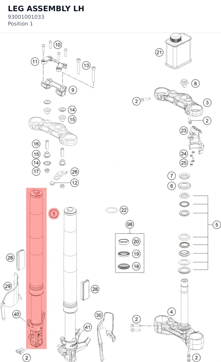 Diagram preview: LEG ASSEMBLY LH (93001001033)