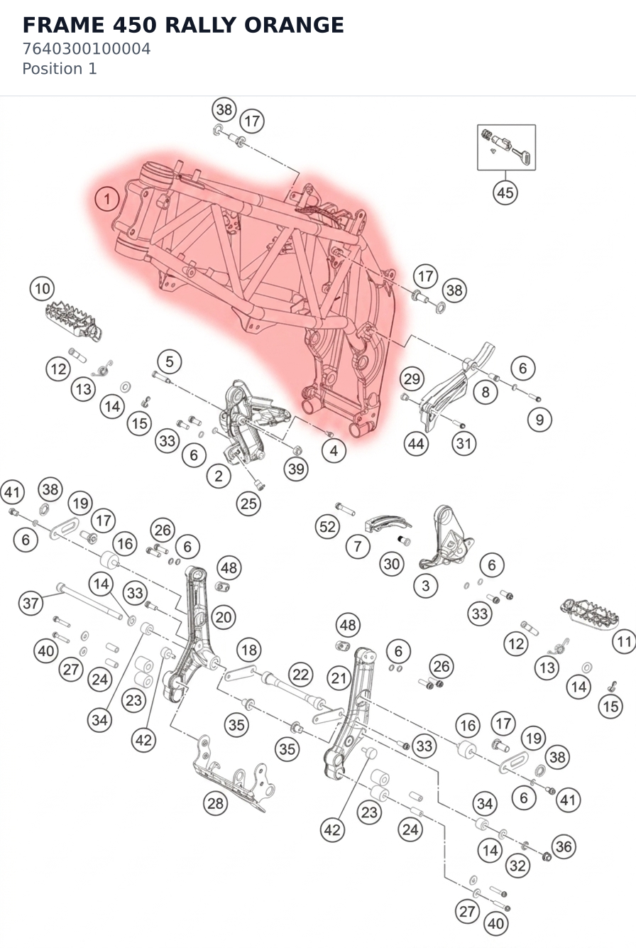 Diagram preview: FRAME 450 RALLY ORANGE (7640300100004)