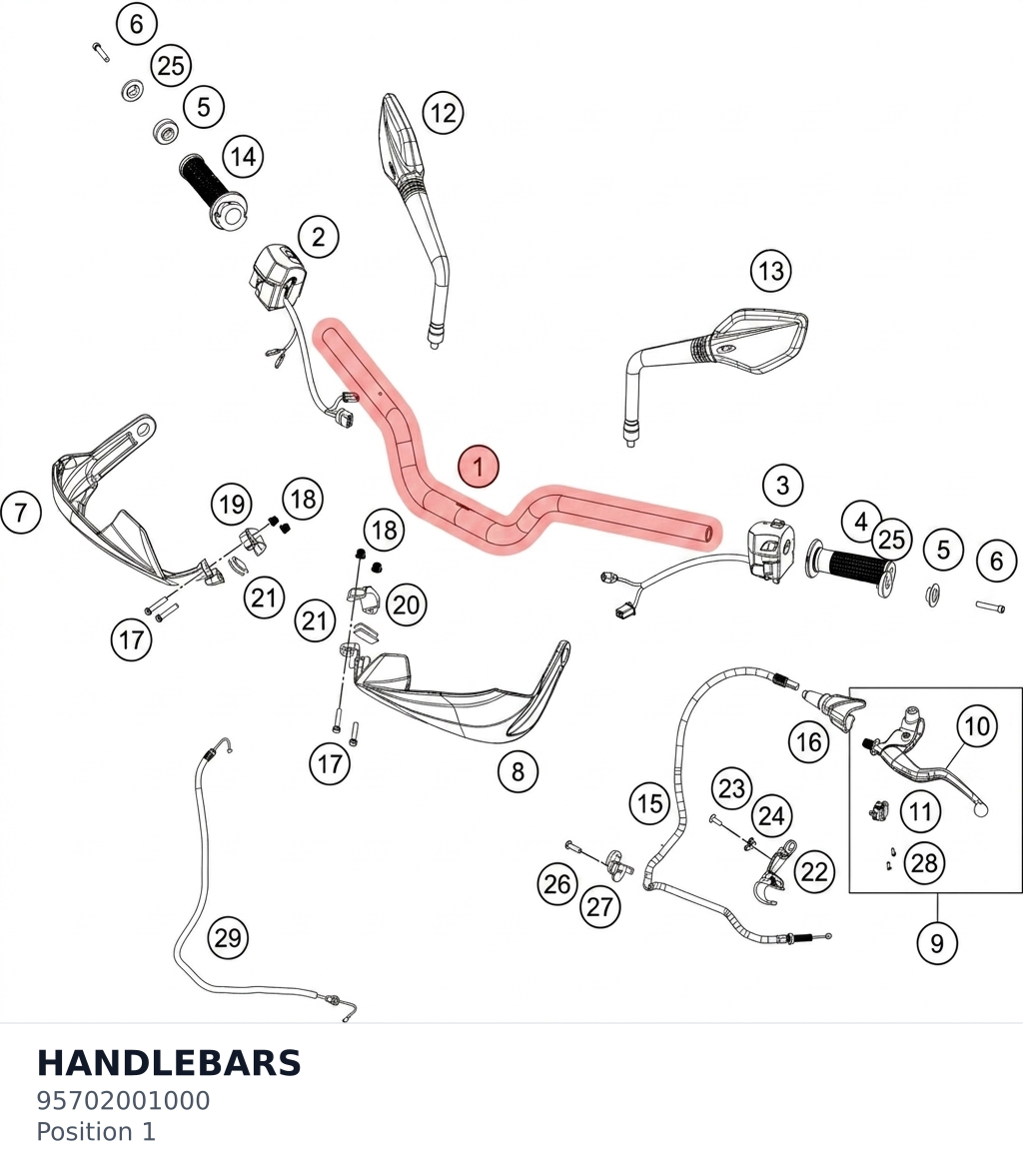Diagram preview: HANDLEBARS (95702001000)