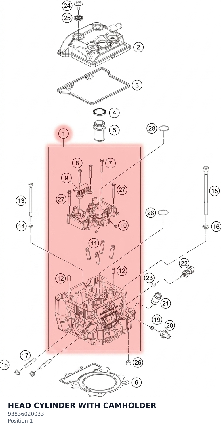 Diagram preview: HEAD CYLINDER WITH CAMHOLDER (93836020033)