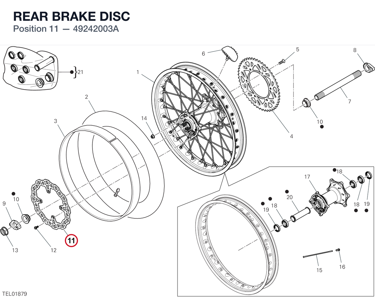 REAR BRAKE DISC 49242003A diagram position
