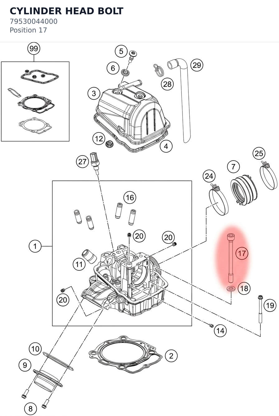 Diagram preview: CYLINDER HEAD BOLT (79530044000)