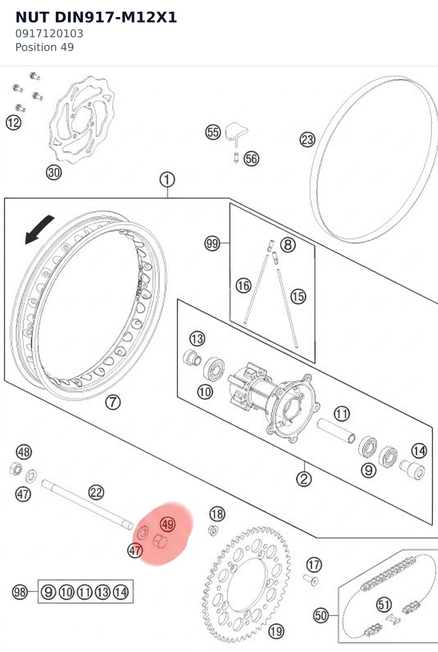 Diagram preview: NUT DIN917-M12X1 (0917120103)
