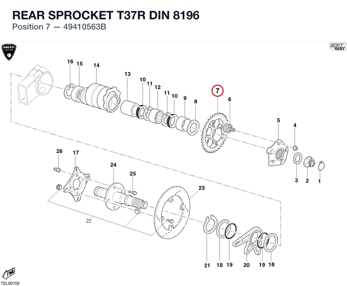REAR SPROCKET T37R DIN 8196