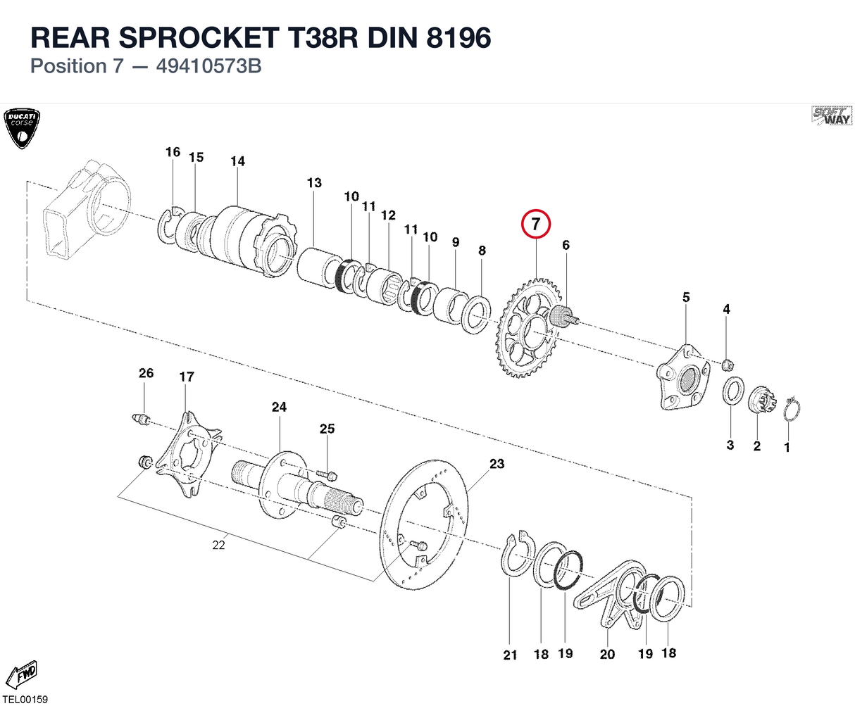 REAR SPROCKET T38R DIN 8196