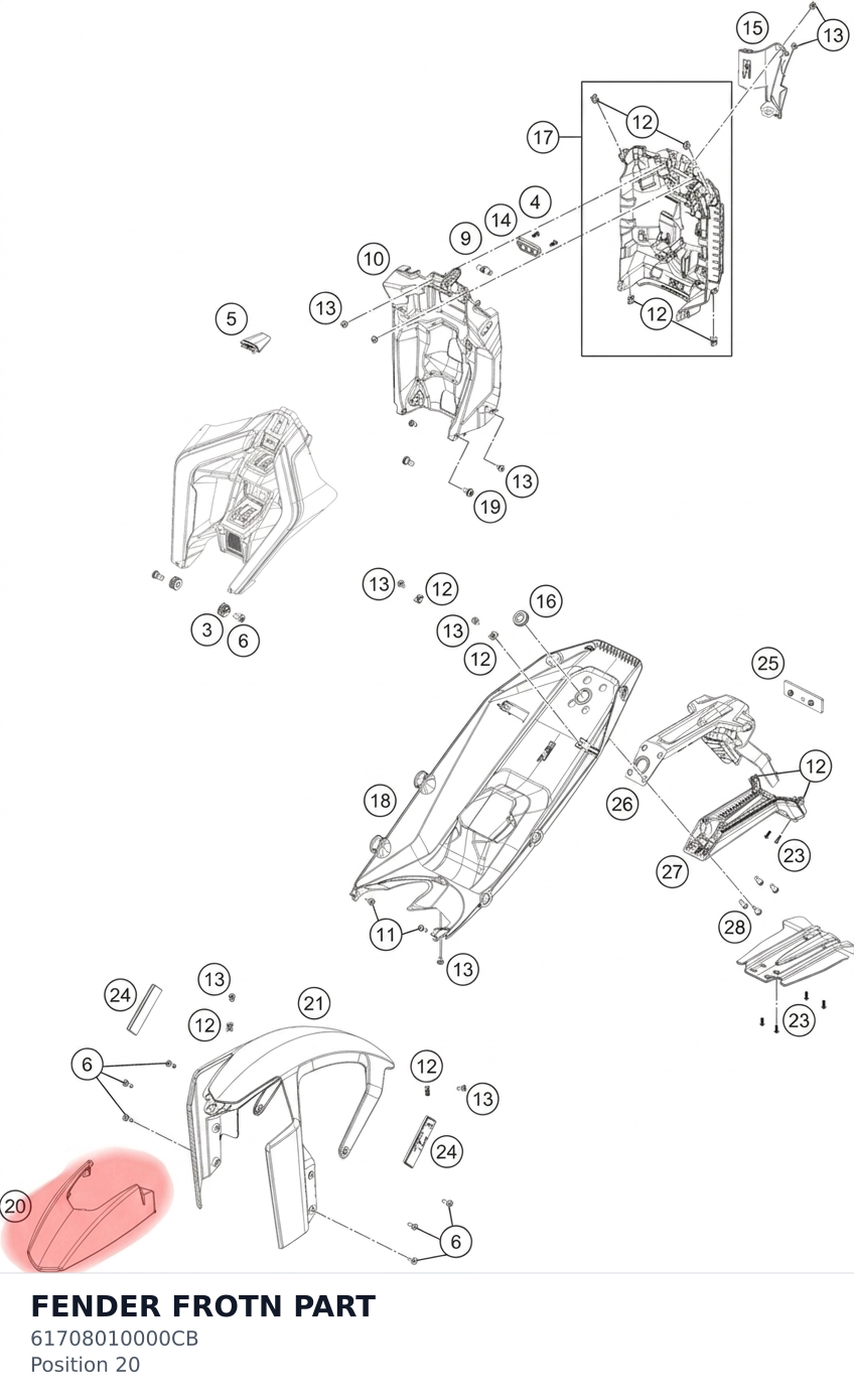 Diagram preview: FENDER FROTN PART (61708010000CB)