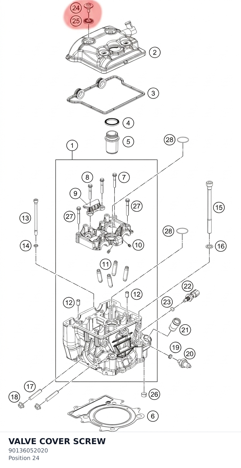Diagram preview: VALVE COVER SCREW (90136052020)