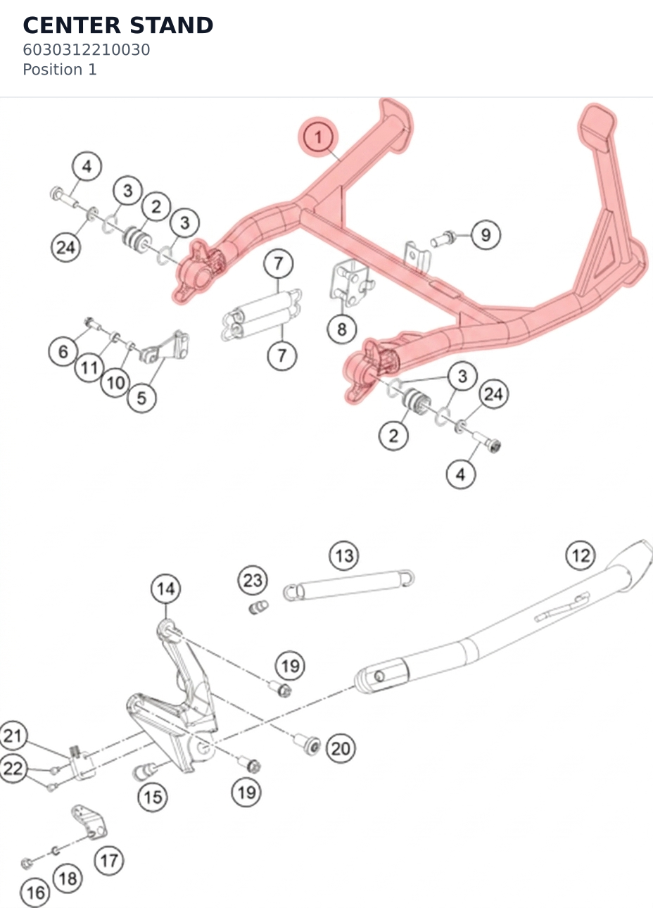 Diagram preview: CENTER STAND (6030312210030)