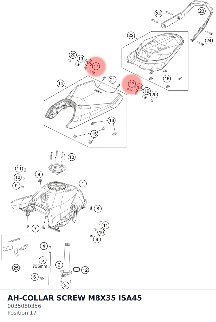 Diagram preview: AH-COLLAR SCREW M8X35 ISA45 (0035080356)