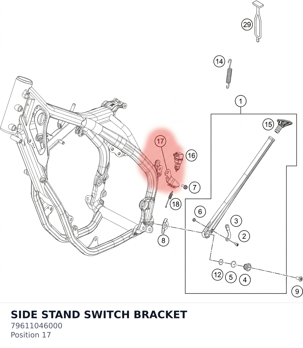 Diagram preview: SIDE STAND SWITCH BRACKET (79611046000)