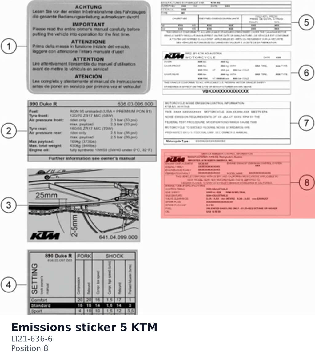 Diagram preview: Emissions sticker 5 KTM (LI21-636-6)