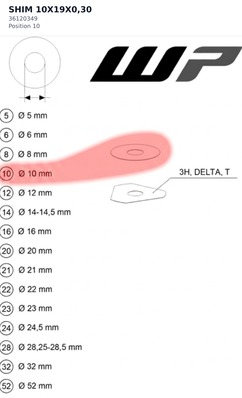 Diagram preview: SHIM 10X19X0,30 (36120349)