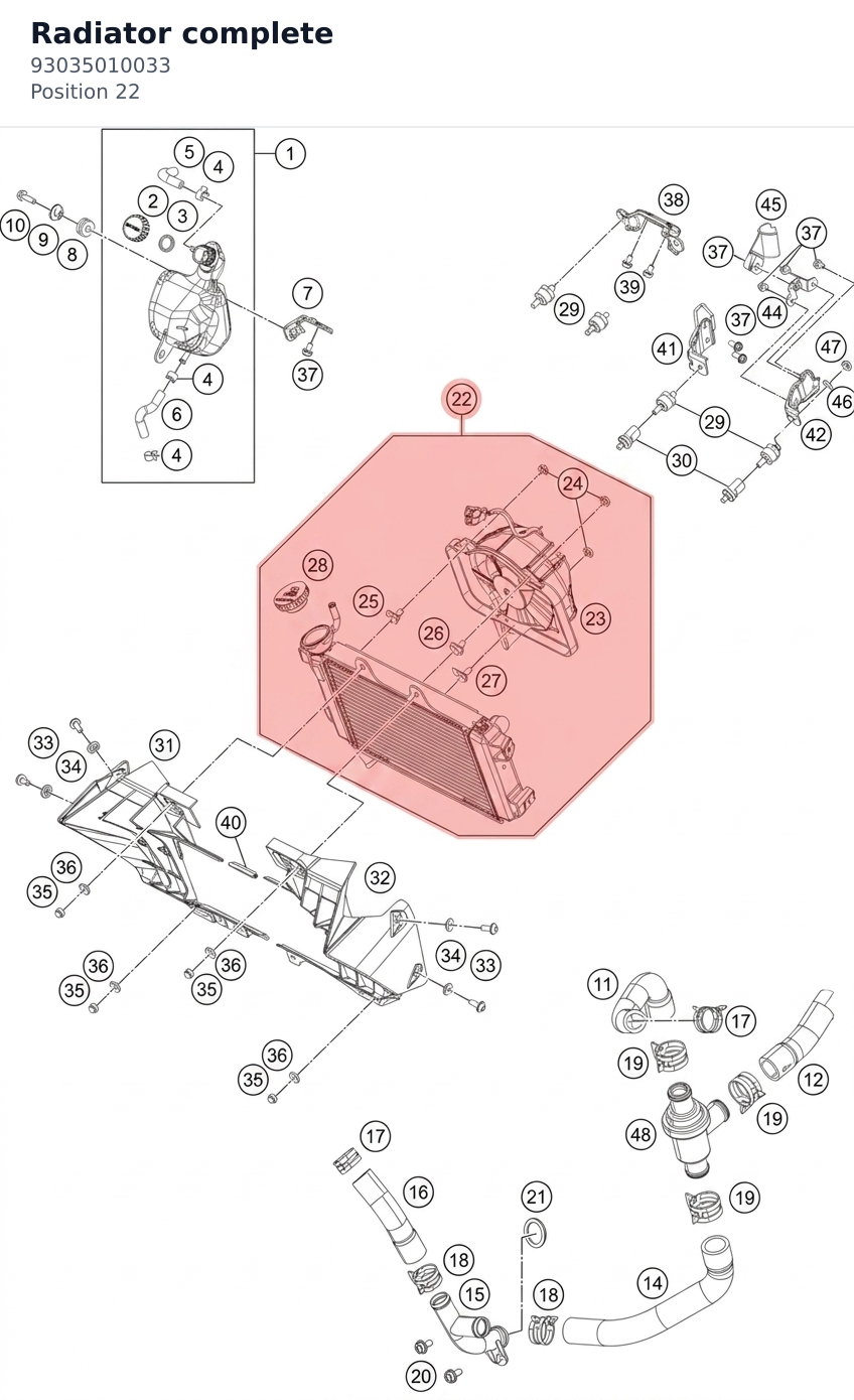 Diagram preview: Radiator complete (93035010033)