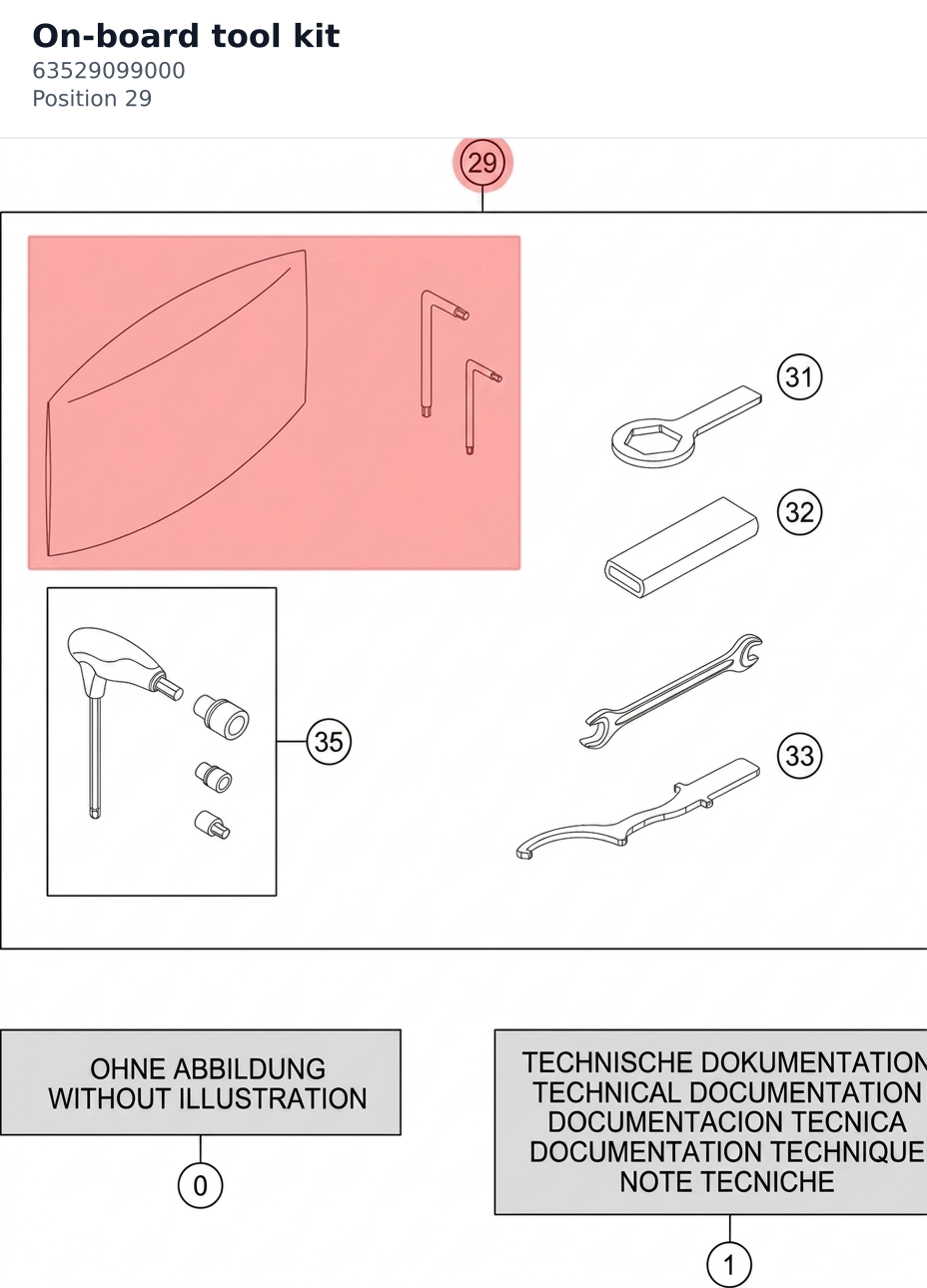 Diagram preview: On-board tool kit (63529099000)