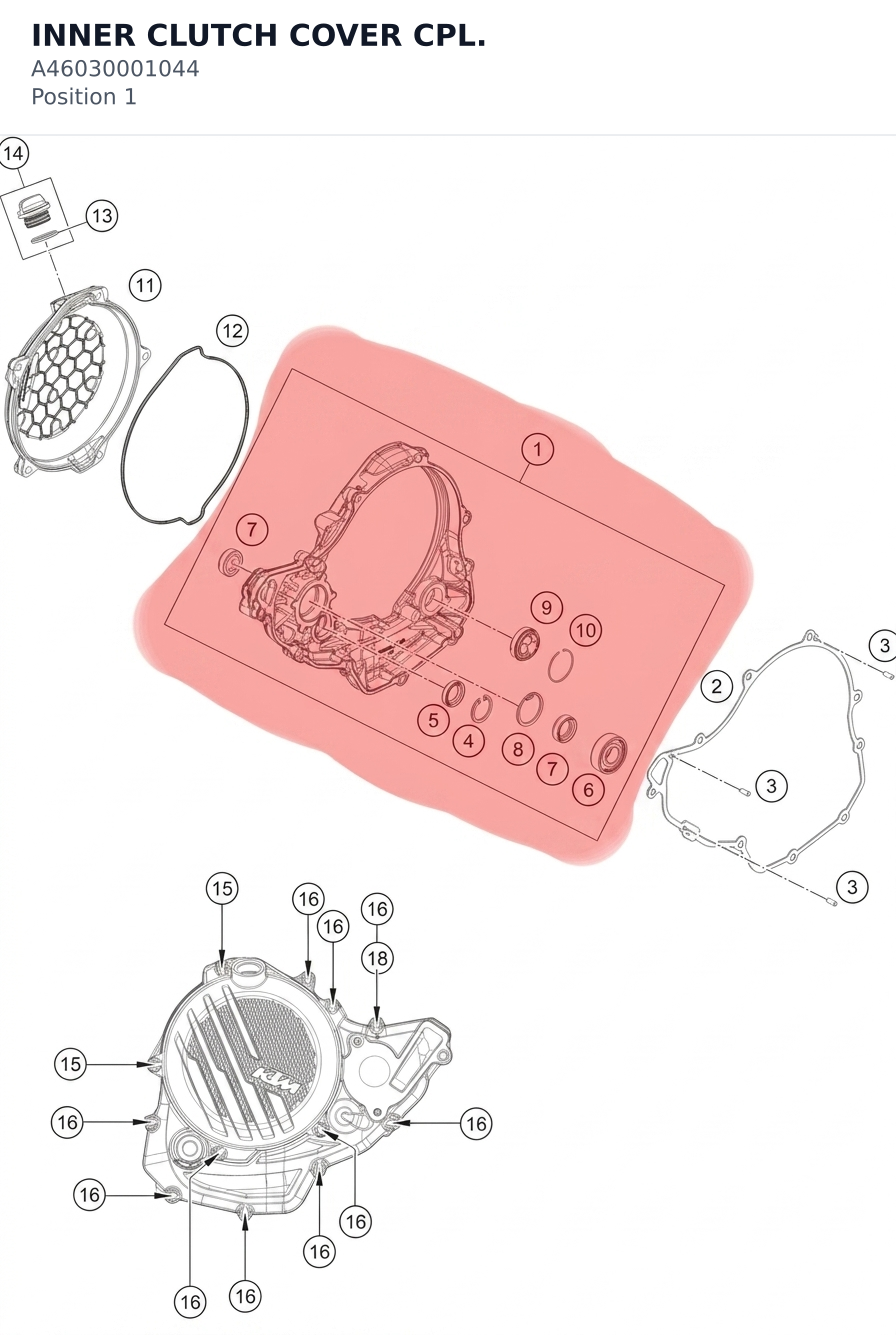 Diagram preview: INNER CLUTCH COVER CPL. (A46030001044)
