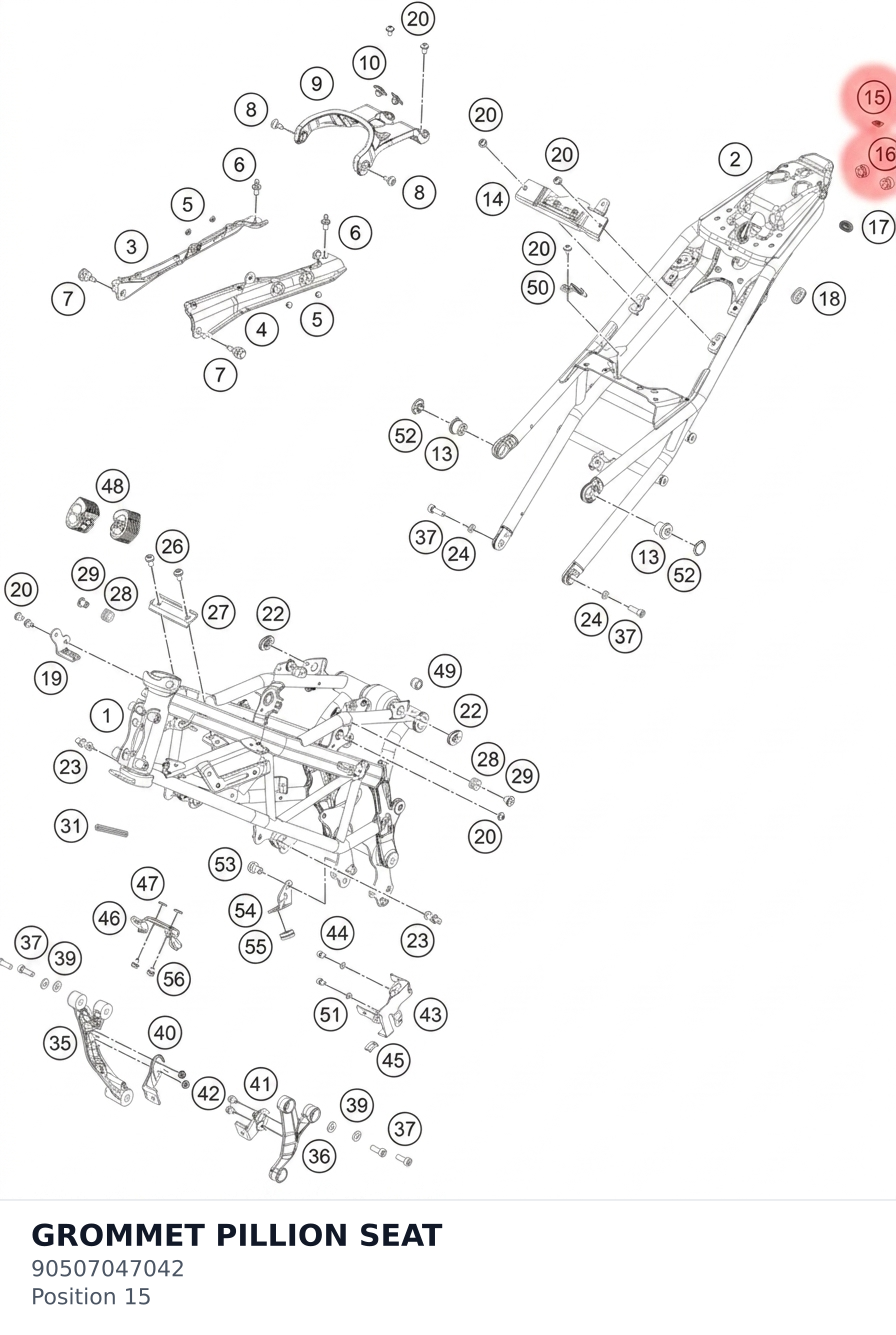 Diagram preview: GROMMET PILLION SEAT (90507047042)