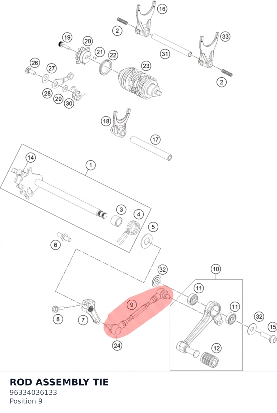 Diagram preview: ROD ASSEMBLY TIE (96334036133)