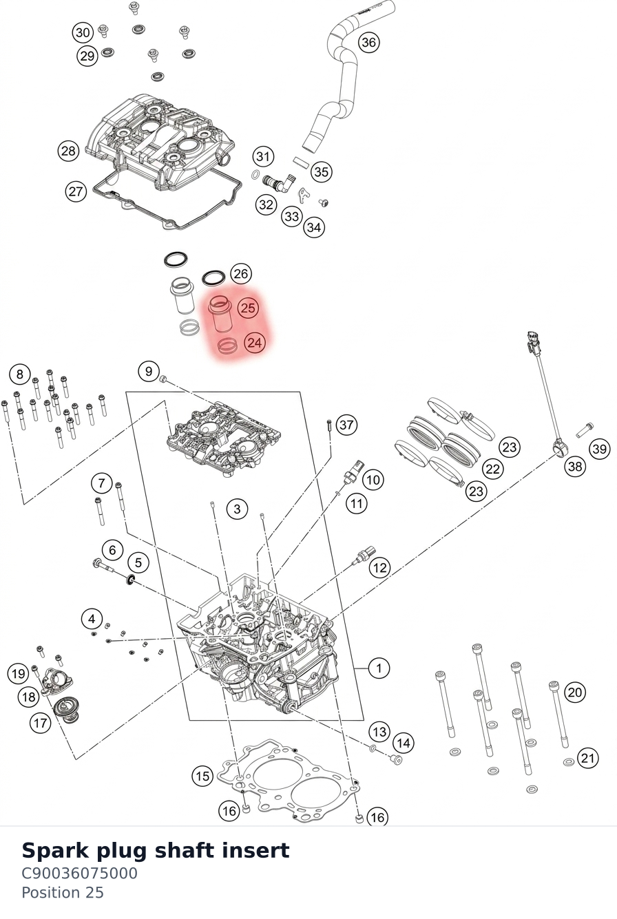 Diagram preview: Spark plug shaft insert (C90036075000)