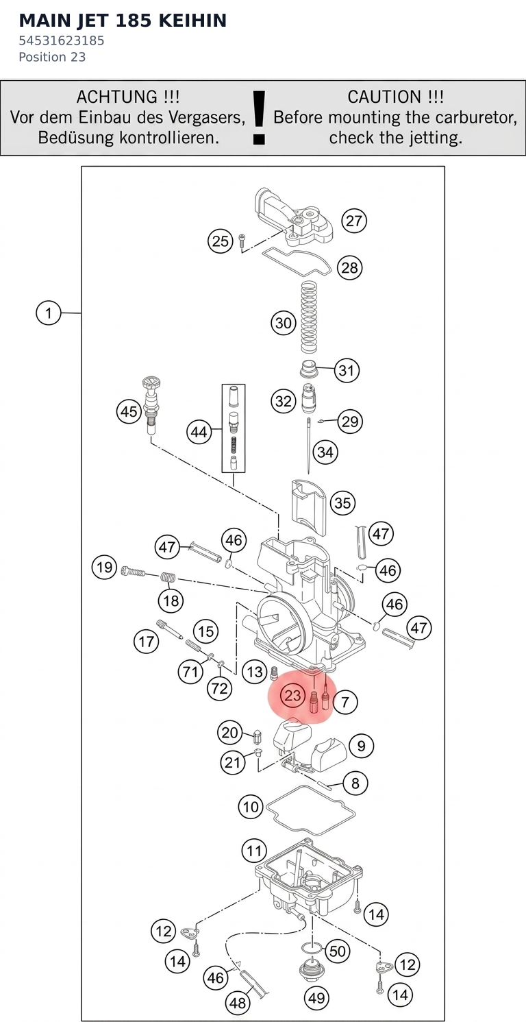 Diagram preview: MAIN JET 185 KEIHIN (54531623185)