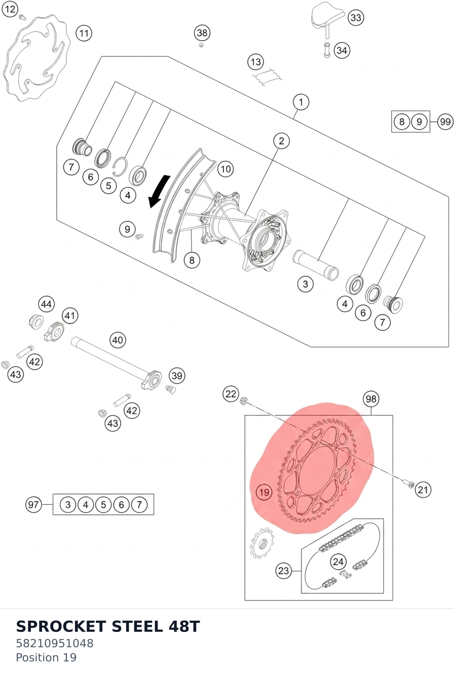 Diagram preview: SPROCKET STEEL 48T (58210951048)