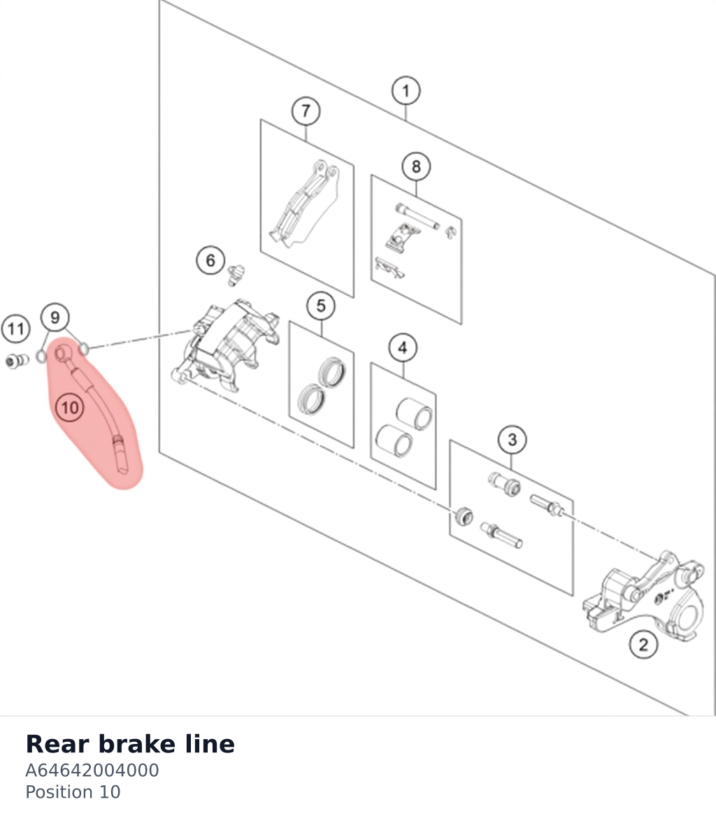 Diagram preview: Rear brake line (A64642004000)