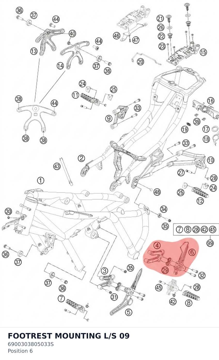 Diagram preview: FOOTREST MOUNTING L/S 09 (6900303805033S)
