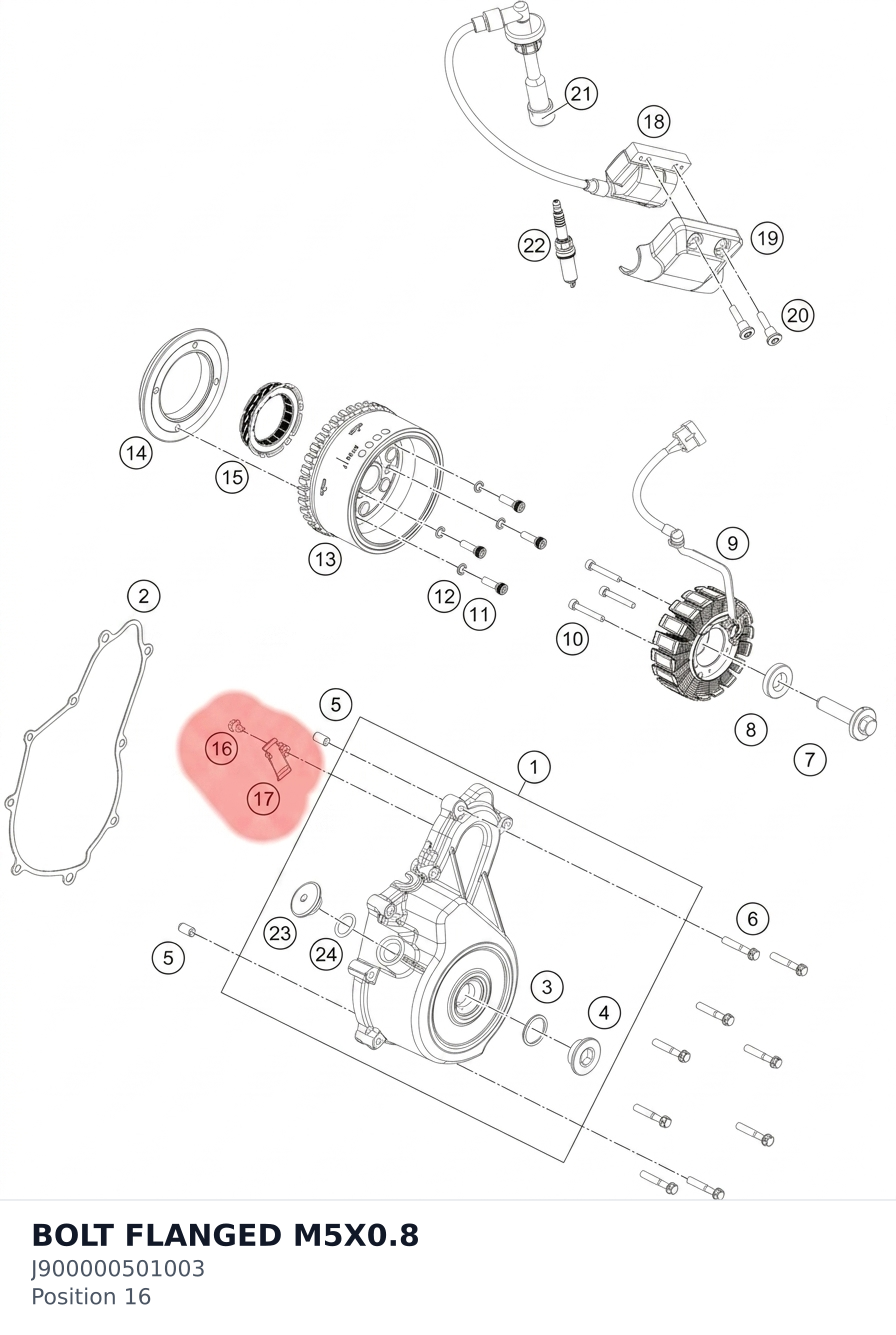 Diagram preview: BOLT FLANGED M5X0.8 (J900000501003)